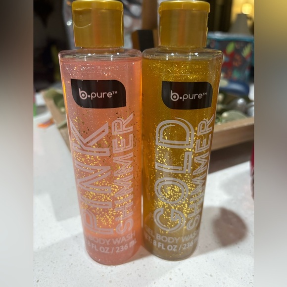 Other - b.pure Pink and Gold Shimmer Gel Body Wash Set